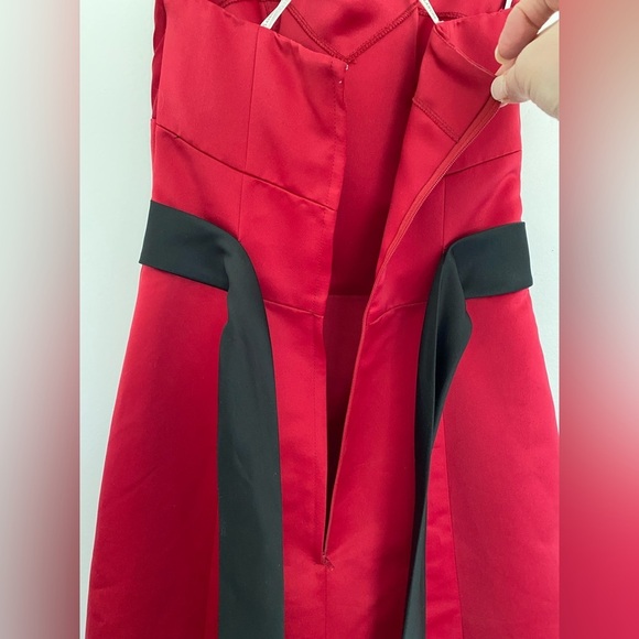 Saison Blanche Red Formal Cocktail Prom HOCO Party Dress Gown Sz 2 Big Bow Black - Picture 5 of 16